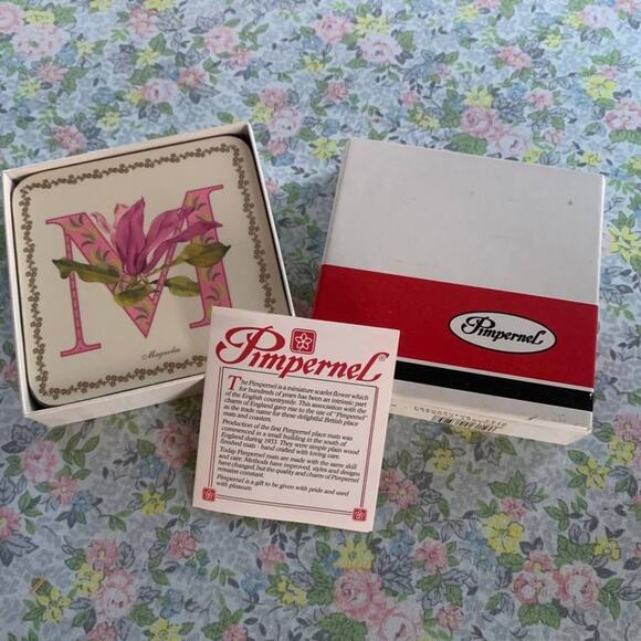 Vintage Pimpernel Alphabet Magnolia Coasters "M" – Set of 5, England - Picture 2 of 8
